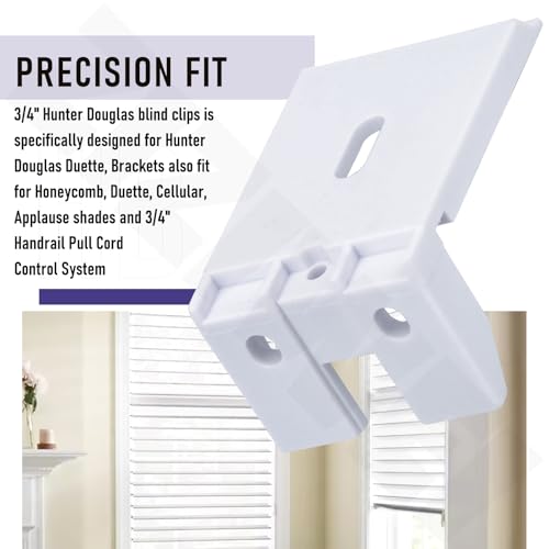 6 Pack 3/4" Blinds Shade Bracket Replacement for Hunter Douglas Duette Bracketm, Blind Mounting Brackets Fit for Honeycomb, Duette, Cellular, Applause Shades - White