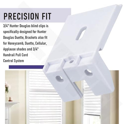 6 Pack 3/4" Blinds Shade Bracket Replacement for Hunter Douglas Duette Bracketm, Blind Mounting Brackets Fit for Honeycomb, Duette, Cellular, Applause Shades - White