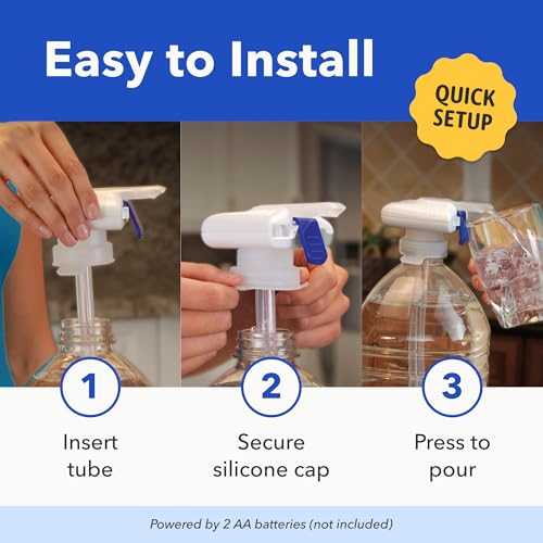 Magic Tap Automatic Drink Dispenser for Fridge, White (1 Pack), No Spill Milk Dispenser for Fridge, Automatic Milk Dispenser Pump for Gallon Jugs, Water & Juice, Fits Most Bottles, Batteries Required