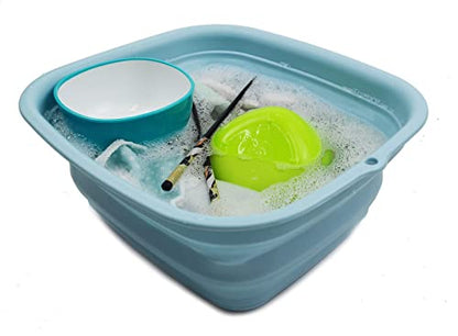 SAMMART 7.7L (2 Gallon) Collapsible Tub - Foldable Dish Tub - Portable Washing Basin - Space Saving Plastic Washtub (Sea Angel, S) - color: Sea Angel, size: Small