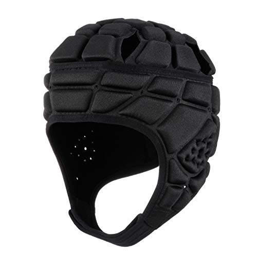 Surlim Soft Shell Flag Football Helmet for Youth, Rugby Scrum Cap Headgear - color: black, size: Medium