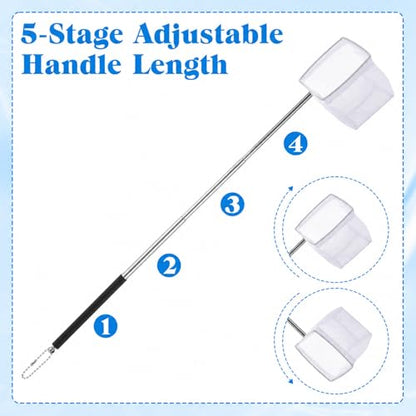 2 Pcs Aquarium Net, Stainless Steel Fish Nets for Aquarium Tiny Fish Tank Net with Extendable Stainless Steel Handle Round Aquarium Fine Mesh for Shrimp Baby Fish Food Residue Debris Skimming