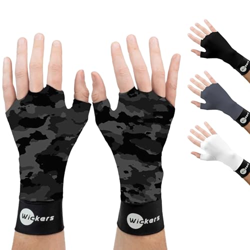 Wickers Thin Fingerless Gloves Men & Women - Lightweight Inner Boxing Gloves, Breathable Inner Glove Liners for Exercise, Gym Glove - Pair - color: Gray Camo, size: Medium
