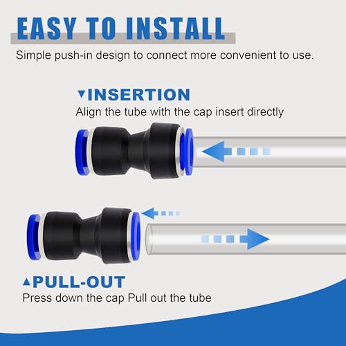 60PCS Quick Connect Reducer Fitting Kit 4 6 8 10 12 mm Reducing Push to Link Pneumatic Connector with 1PCS Tube Cutter