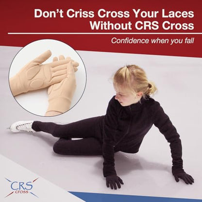 CRS Cross Padded Ice Skating Gloves. Warm Padded Protection. Figure Skating | Water Resistant Poly-Spandex Gloves. 3 Custom Pads Provide Protection for Skating, Dance, Roller, Cheer. Girls/Ladies Sizes - color: Tan, size: Youth Medium/Large