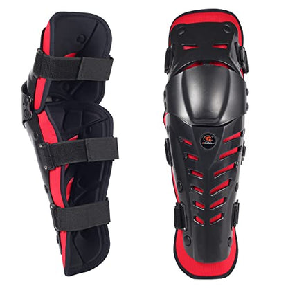 RIDBIKER Motorcycle Knee Shin Guards, Bendable MTB Knee Pads - color: Red, size: Large