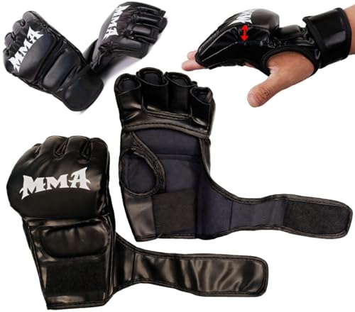 MMA Gloves Grappling Sparring, Mixed Martial Arts Mitts Men Women Boxing Gloves, Combat Sports Training, Muay Thai, Kickboxing, Open Palm Training Gloves for Grappling - color: Black