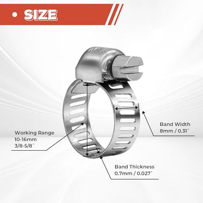 36 Pack 3/8"-5/8" Worm Gear Hose Clamps, Adjustable Range 10-16mm, 304 Hose Clamps Stainless Steel, for Pipe Plumbing Automotive And Mechanical Application - size: 36 Pack 3/8'' - 5/8'', style: 36 Pack