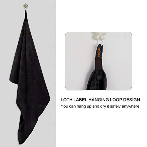 SUNLAND Microfiber Gym Bath Towels for Men Women 24x48In - color: Black X 2