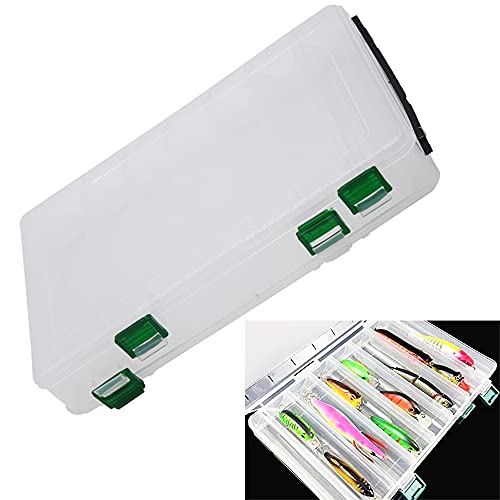 NA 12/16 Compartments Double Sided Fishing Storage Tackle Box Visible Hard Plastic Clear Fishing Lure/Bait/Squid/Jig/Minnows/Hooks Accessories Storage Case Container