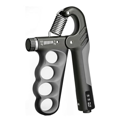 Hand Gripper Strengthener, 11-220LBs Adjustable Resistance Grip Strength Trainer with Counter, Forearm Exerciser for Injury Recovery and Muscle Building - color: Grey