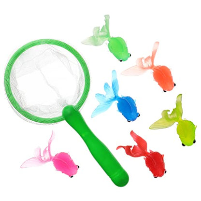 TOYANDONA Bath Toys for Toddlers - Bathtub Toys Fishing Net with 6pcs Floating Fish for Kids Babies Water Play Swimming Pool Bath Shower Fishing Game (Random Color)