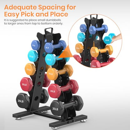 TomCare 6-Tier|5-Tier|4-Tier|2-Tier Dumbbell Rack Stand Only for Home Gym - color: Black, size: 5 Tier