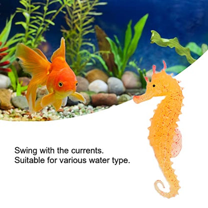 plplaaoo Simulation Seahorse Realistic Luminous Silicone Hippocampus Aquarium Decor with Suction Cup for Freshwater and Saltwater Fish Tanks 10 x 4cm (Yellow)