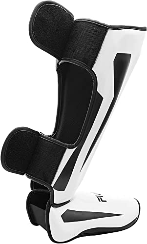 MMA Martial Arts Shin Guards,Muay Thai | Padded, Adjustable, Instep Protection, Muay Thai,Kickboxing,MMA Training, Professional Equipment - color: White, size: X-Large