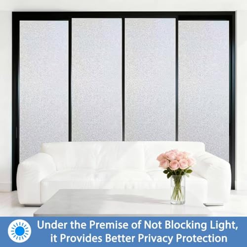 Decorative Static Cling Frosted Window Privacy Film - Anti-UV Heat Anti-Glare, Removable and Reusable Privacy Window Film for,Family,bathrooms,Offices,17.5 x 78.74Inch - size: 17.5inch x 78.74inch