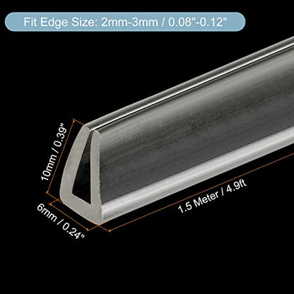 uxcell U Channel Edge Trim, 4.9ft Length Soft Rubber Guard Seal Strip Edge Protector Fit for 2-3mm Edge, (25/64" W x 15/64" H) Clear - size: 25/64"x 15/64"x 4.9ft