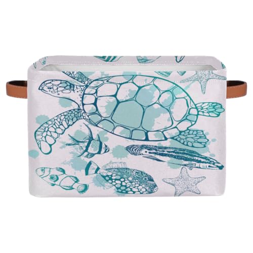 Cubes Storage Baskets,Sea Turtle Foldable Storage Box,Waterproof Open Shelf Organizer Bin for Kid Clothes Toy Empty Gift Baskets - color: Color-zz01
