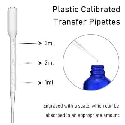 2 Pack Amber and Blue Dropper Bottles, 4oz Glass Bottle with Dropper for Essential Oils with Funnel, Labels & Pipette, Tincture Bottles with Dropper(Unbreakable Plastic Eye Dropper) - color: Amber and Blue
