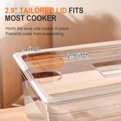 Large Sous Vide Container 26 Quarts with Lid,Complete Sous Vide Accessories Kit BPA Free,Compatible with Anova and Most Sous Vide Cookers（Comes with 2 Sous Vide Racks and Insulating Sleeve） - color: Large Sous Vide Container-with 2 Rack