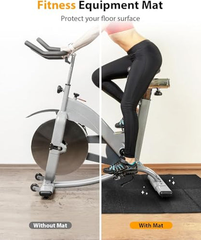 Foldable Rubber Treadmill Mat - Exercise Bike Mat with Waterproof | Non-Slip, Shock Absorption, Exercise Equipment Mat, Protect Floor, for Home Gym Workout, for Bike/Elliptical, Mat for Carpet - size: 72.1"L x 31.4"W x 0.2"Th