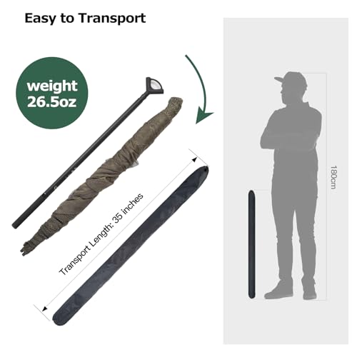 Landing Net for Carp Fishing, 32 Inch Large Fishing Net, 6 Feet Telescoping Carbon Fiber Long Handle Saltwater Big Fish, Holds Up to 88lbs/40kgs, Olive Green, Supplied with Carry Bag