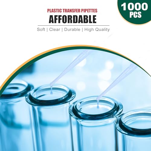 𝟭𝟬𝟬𝟬𝗣𝗰𝘀 𝟯𝗺𝗹 Dropper Pipettes + 100 PCS 3ML Dropper Pipettes- Plastic Transfer Pipette for Lab Science, Essential Oil, DIY Art, Medicine - Excellent Suction Without Leakage