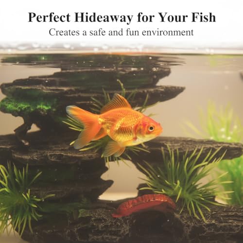 J-star Medium Aquarium Rock Mountain Decor – Realistic Resin Landscape Ornament for Fish Tanks – Enhances Underwater Scenery, Easy to Clean, Safe for Fish