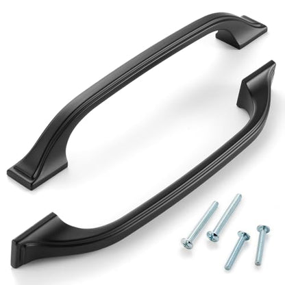 10 Pack 5 Inch Hole Centers Matte Black Cabinet Pulls Black Cabinet Handles Black Kitchen Hardware for Cabinets Drawer Dresser ZP2409 Cupboard Bedroom Closet Bathroom Vanity - color: Black, size: 5" Hole Centers-10 Pcs