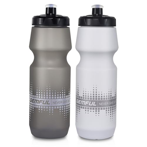 GEMFUL 24oz Bike Bottles for Riding Bicycle Cycling 2 Pack (Grey+White) - color: Grey+White