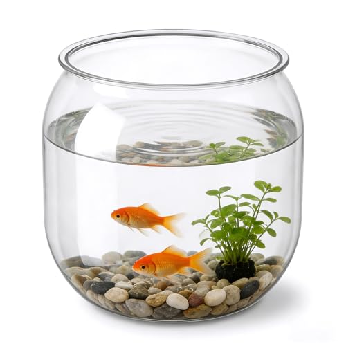 Mini Plastic Fish Bowl, 80 Oz Decorative Small Fishbowl, Round Plastic Fish Tank, Unbreakable Aquarium Fish-Bowls for Party Decorations, Centerpiece Vases, Hydroponic Planter and Home Decorations