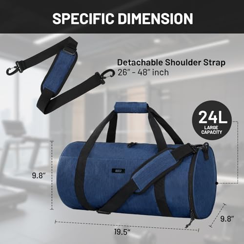 MIER Small Gym Duffle Bag with Shoe Compartment & Wet Pocket, 24L, Navy - color: navy blue, size: 24L