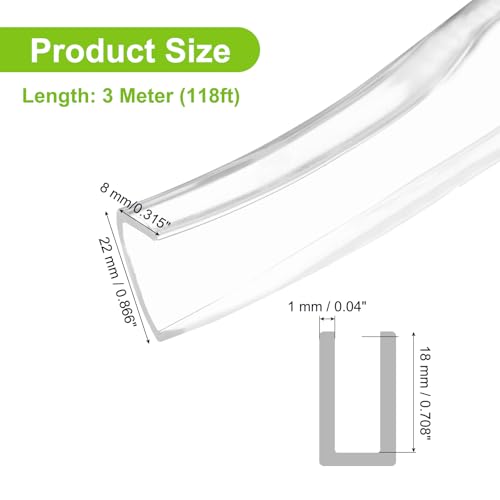 PATIKIL Rubber Seal Strip, 10Ft Flexible U Channel Edge Trim Protector Soundproof Door Seal Strips Fit 17-18mm Thick Edge, 7/8"(22mm) Width, 5/16"(8mm) Height, Transparent - size: 7/8"(22mm ) x 5/16"(8mm )