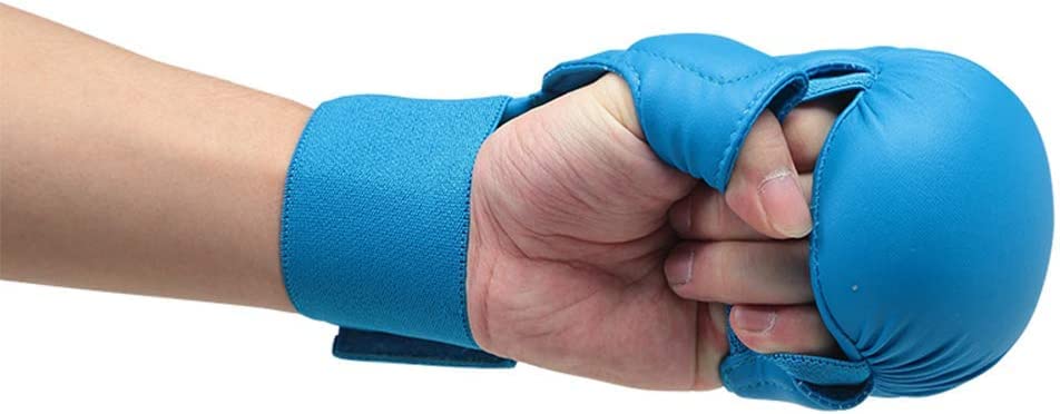 Wesing Karate Protective Gears Set with Chest Guard Gloves Groin Protection and Shin Instep Guard for Men - color: Blue, size: Small
