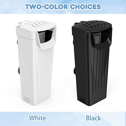 Aquarium Filter(3.5W), Fish Tank Filter, Turtle Tank Filter, Low-Water Filter for Small Fish Tank, Reptile Tank Up to 15Gallon, with 2 Cartridges(Black)