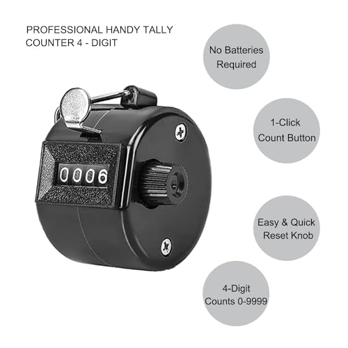 TESEAS Clicker Counter Handheld Tally Counter 4-Digit Number Counter, 2 Pack Hand Mechanical Counters Clickers Pitch Umpire Click Counter for Coaching, Knitting, People, Lap, Fishing, Golf, - color: Black Green
