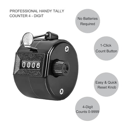TESEAS Clicker Counter Handheld Tally Counter 4-Digit Number Counter, 2 Pack Hand Mechanical Counters Clickers Pitch Umpire Click Counter for Coaching, Knitting, People, Lap, Fishing, Golf, - color: Black Green