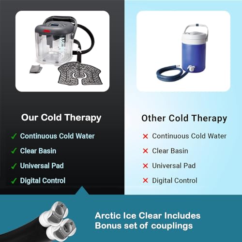 Circulating Cold Water Therapy Kit Gen 2 by Arctic Ice Clear – Ice Machine with Universal Pad 3-Strap Wrap and 6 Cold Cubes (Arctic Ice Clear Kit)