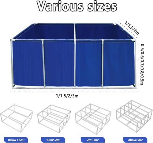 Large Outdoor Fish Holding Tank - Durable PVC Canvas, Steel Frame, Koi Pond & Turtle Aquarium, Easy Setup, Perfect for Garden & Backyard Use White 2×1×0.8m(6.5×3.3×2.6ft)