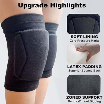 XXL Knee Pads for Volleyball Women & Men, Enlarged Latex Padding, Black 2XL | Dance Kneepads for Biking, Wrestling ,Skating, Football, Basketball, For Adult Sports, Soft Elastic Sleeve, Flexible Pads - size: XX-Large