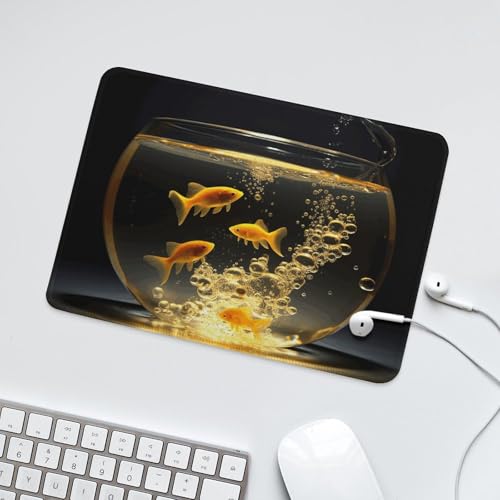 Mousepad Fish in Fish Tank MouseMats with Non-Slip Base MousePads for Man Woman Computer Desktop Protection Mat Desk Mat with Stitched Edges - size: 7.9"x9.4"