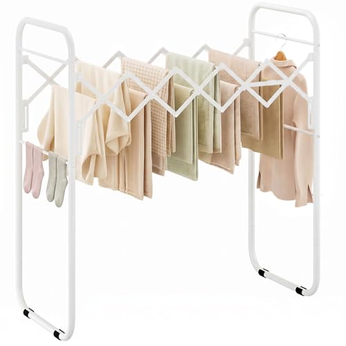 STORAGE MANIAC Clothes Drying Rack Foldable for Indoor Outdoor Use, White