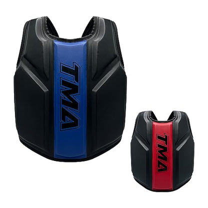 TMA Boxing Body Protector, MMA Kickboxing Muay Thai Boxing Chest Guard, Martial Arts Upper Body Ribs Protection Pad Chest Protector Heavy Hitter Boxing Body Protector Body Sparring - color: Black/Blue