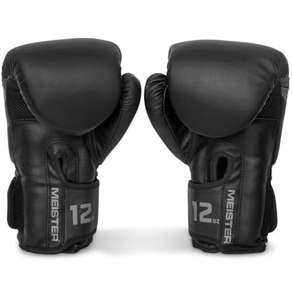 Meister [Critical] Boxing Gloves - Ergonomic High-Density Training Gloves - style: 12 Ounce Gloves - Matte Black