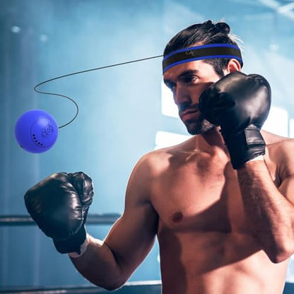Boxing Reflex Ball Headband Multifunctional Fun Effective Hand Eye | Beginners Reflex Punching Ball Boxing Gear for Adults Enthusiasts Families Friends Amateurs Lovers Fun Sp - color: Blue ball