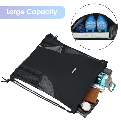 WANDF Drawstring Backpack, Gym Sackpack for Sports - color: Black