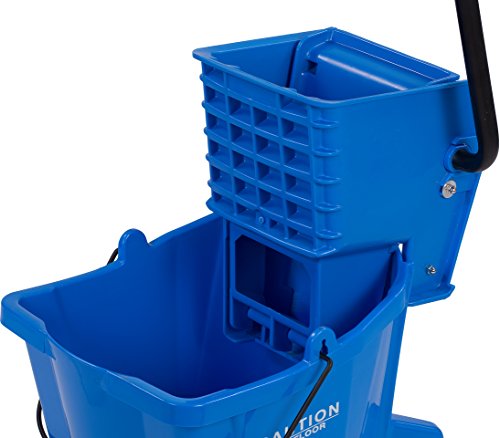 SPARTA Commercial Mop Bucket With Side Press Wringer, Floor Cleaning Essentials for Commercial and Home Use 26 Quart Capacity, 1 Count, Blue - color: Blue