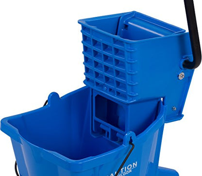 SPARTA Commercial Mop Bucket With Side Press Wringer, Floor Cleaning Essentials for Commercial and Home Use 26 Quart Capacity, 1 Count, Blue - color: Blue