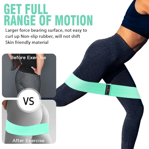 12 Pcs Fabric Resistance Bands for Working Out Non-Slip Booty Exercise Loop Bands for Women Men Glutes Hip Thigh Butt Yoga Pilates Fitness Gym, Light Medium Heavy - color: Lake Blue, style: Light Resistance