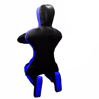 Bestzo MMA Jiu Jitsu Judo Grappling Dummy Canvas Black/Blue Sitting Position -Unfilled - size: 70 inches (6 ft)